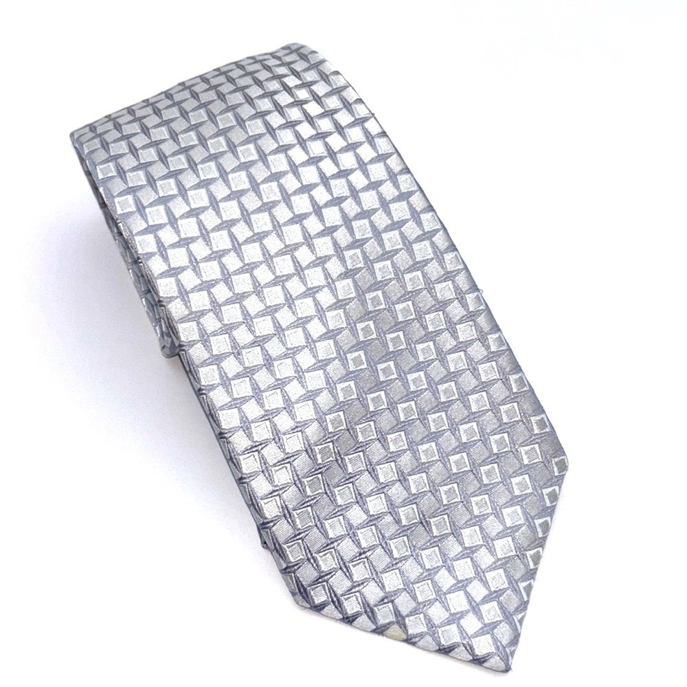 Countess Mara 100% SILK Tie Men's Designer Necktie Grey & Silver size 58x3,25